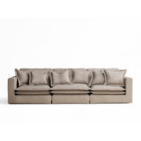6-SITZER SOFA Amalfi Hellbraun Webstoff - Schwarz/Braun, Holz/Holzwerkstoff (338/90/119cm) - Maison de Reve