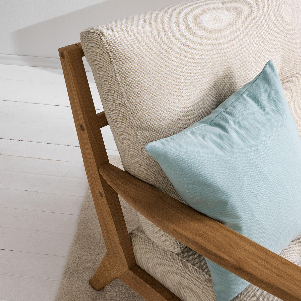 SESSEL - Beige/Braun, Eichenholz/Holz (83/80/75cm) - home24