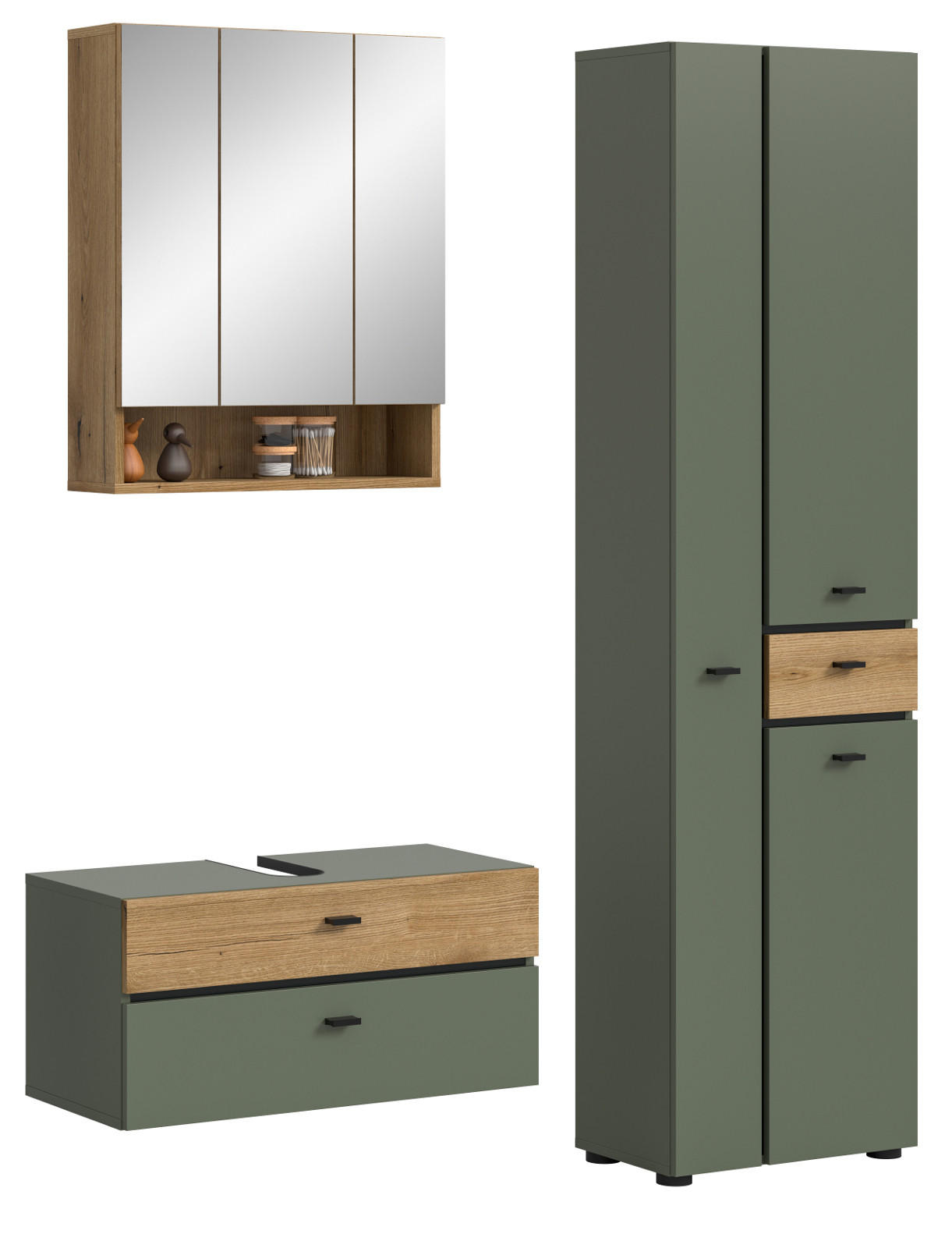 Inn.Furn Badmöbel-Set Grün, Eiche 141x191x35 cm