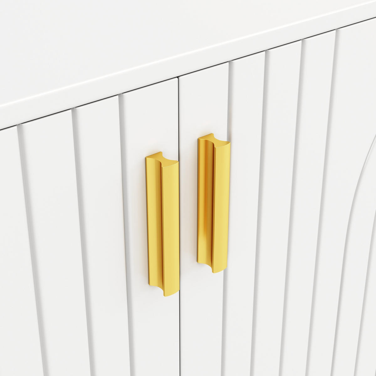 SIDEBOARD 152/40/75 cm in Weiß mit 4 Türen, 2 Schubladen und Goldakzenten - Weiß, Holzwerkstoff (40/75/152cm) - Flora Grace