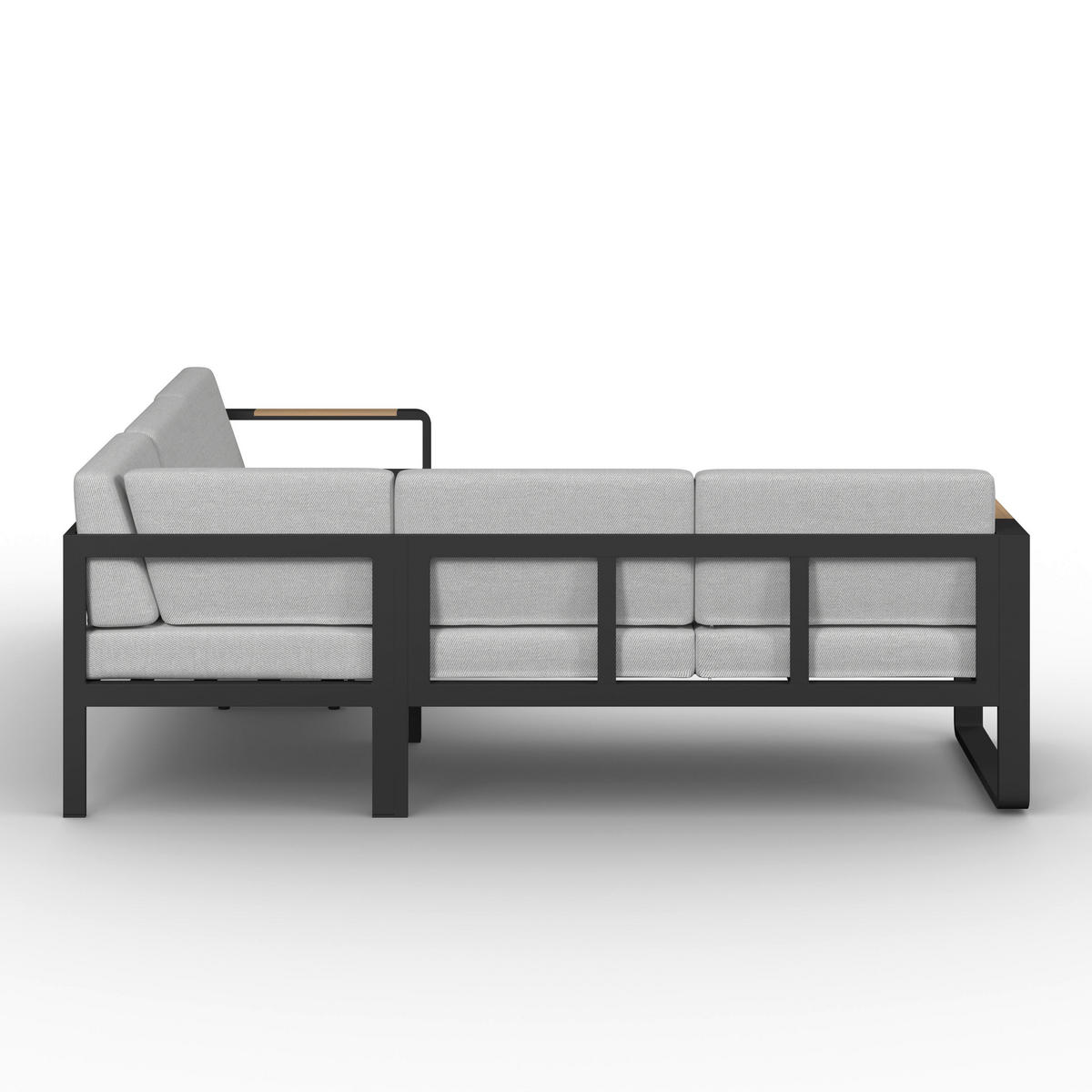 DINING-LOUNGESET Aruba Hellgr. /Schwarz Outdoorstoff/Metall - Hellgrau, Metall - Bessagi Garden