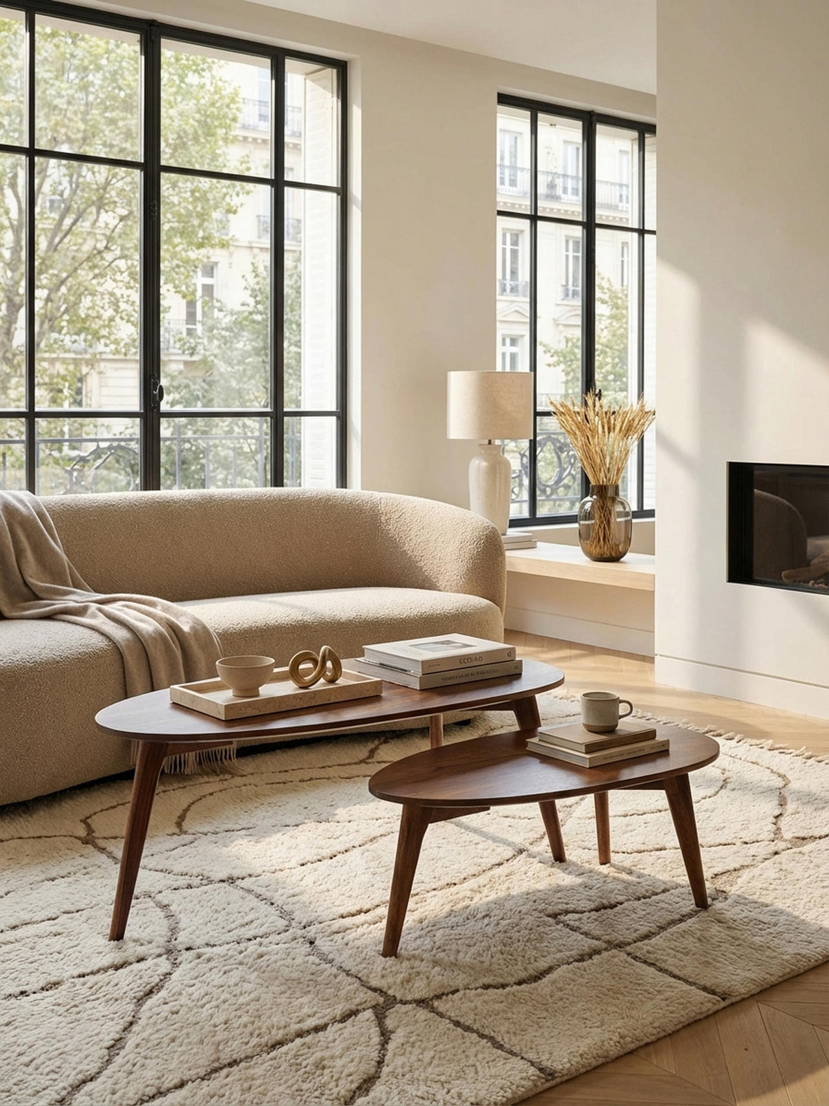 COUCHTISCH 2er Set Massivholz Nierenform Retro Handgefertigt, Braun 100x50x42 cm - Braun, Holz (50/100/42cm) - KADIMA DESIGN
