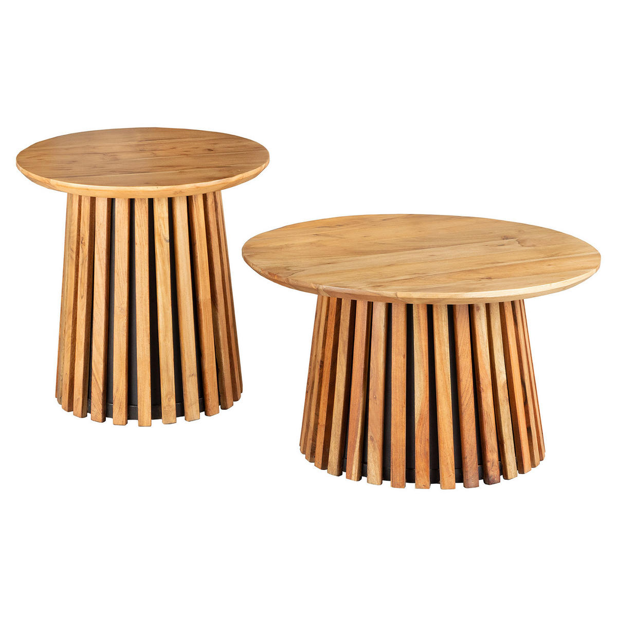 COUCHTISCHSET VALHALLA WOOD 2-teilig Akazie Braun 70cm - Schwarz/Braun, Holz (70/70/40cm) - riess-ambiente