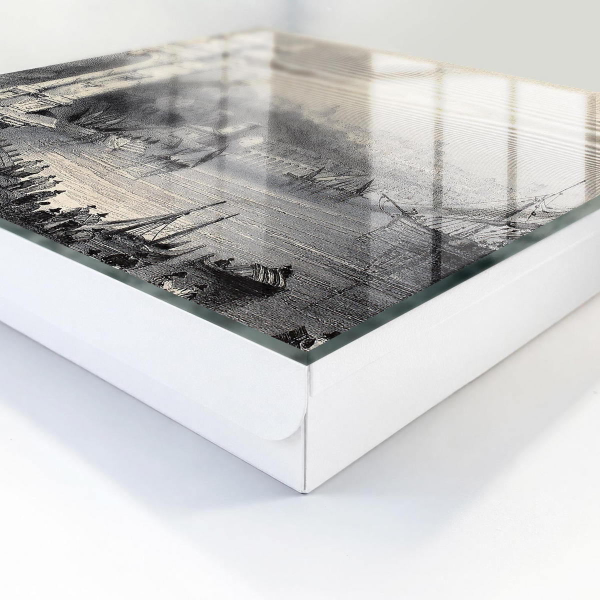 SCHLÜSSELBOX Weiß 30x30 cm – Türöffnung nach rechts - Der Trajansbogen und die Zitadelle von Ancona - Grau, Metall (30/30/5cm) - TULUP