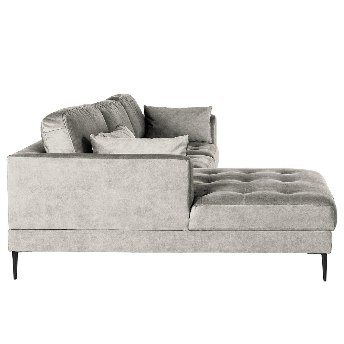 ECKSOFA mit Longchair - Hellgrau, Textil/Metall (275/168cm) - home24