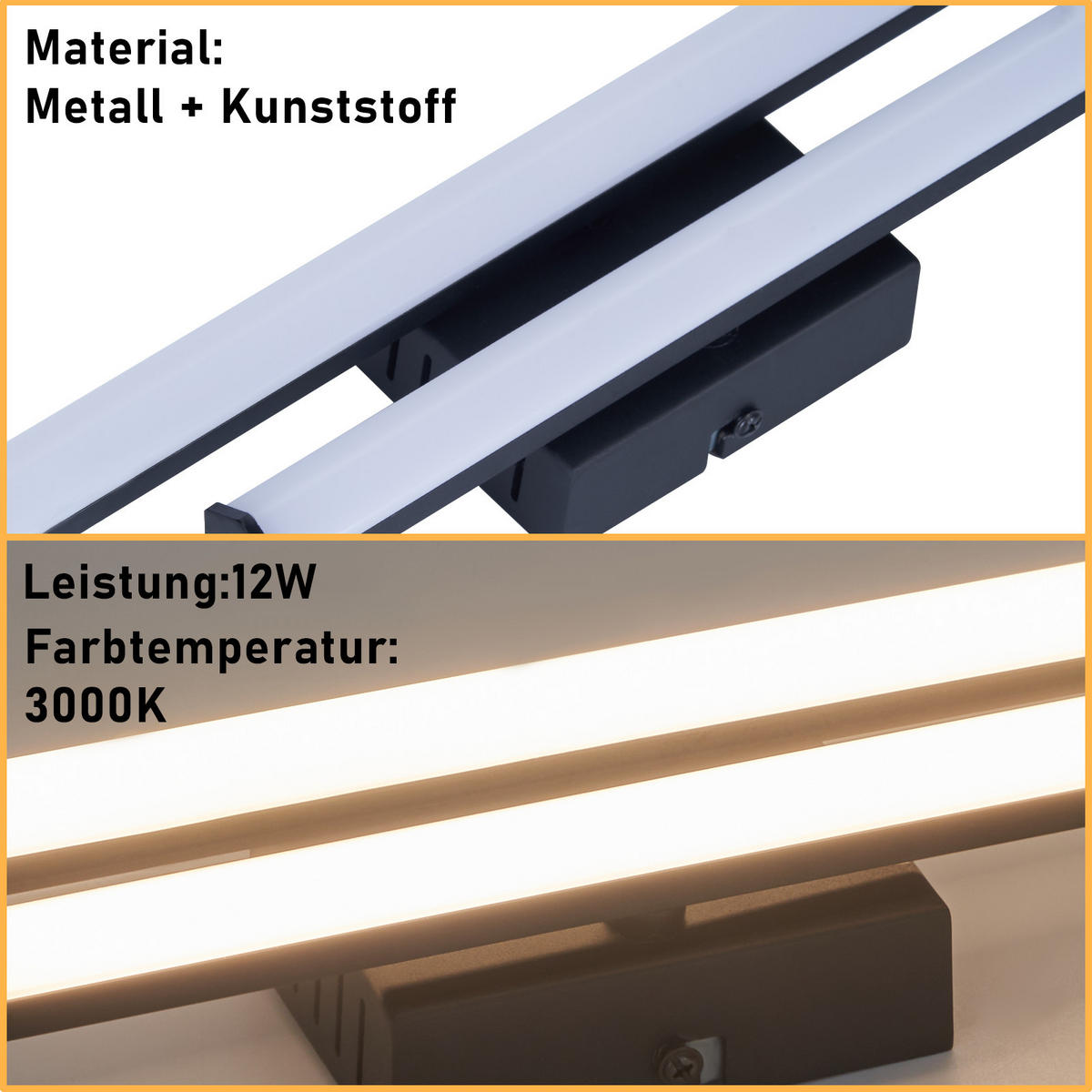 LED WANDLEUCHTE Nasseri - Schwarz, Metall (44/10/5.5cm) - ZMH