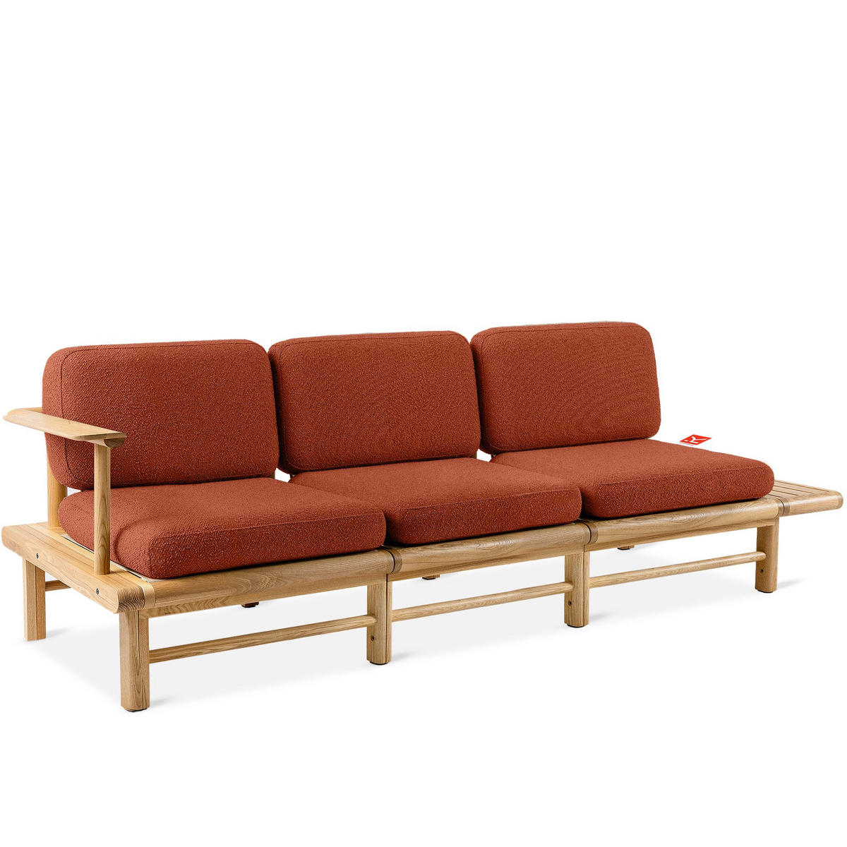 GARTENSOFA ATREDA 3-Sitzer, mit Ablage - Orange, Holz/Textil (245/74/80cm) - KONSIMO®