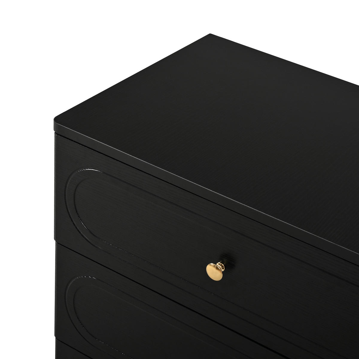 SIDEBOARD 120/40/75 cm in Schwarz mit 6 Schubladen und Metallfüßen - Schwarz, Holzwerkstoff (120/75/40cm) - CHICFURN