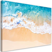 LEINWANDBILD, Türkisfarbenes Meer und Sandstrand - Blau, Textil (60/40cm) - Feeby