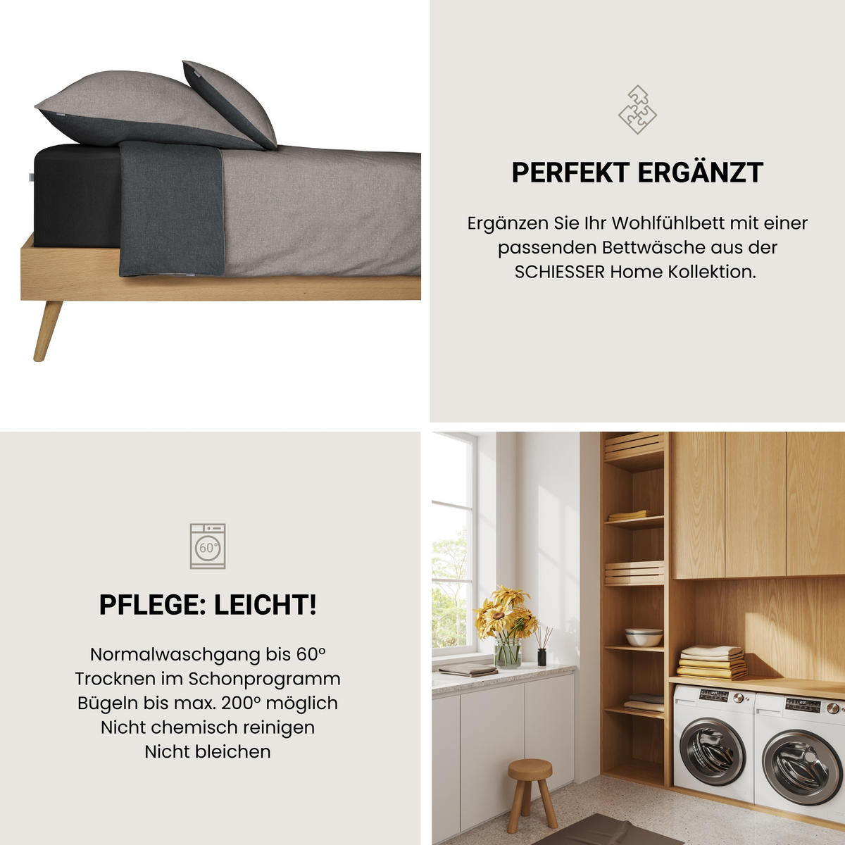 SPANNBETTLAKEN Elli - 97/3 - 100 x 200 cm - Schwarz - Schwarz, Textil (100/200cm) - SCHIESSER