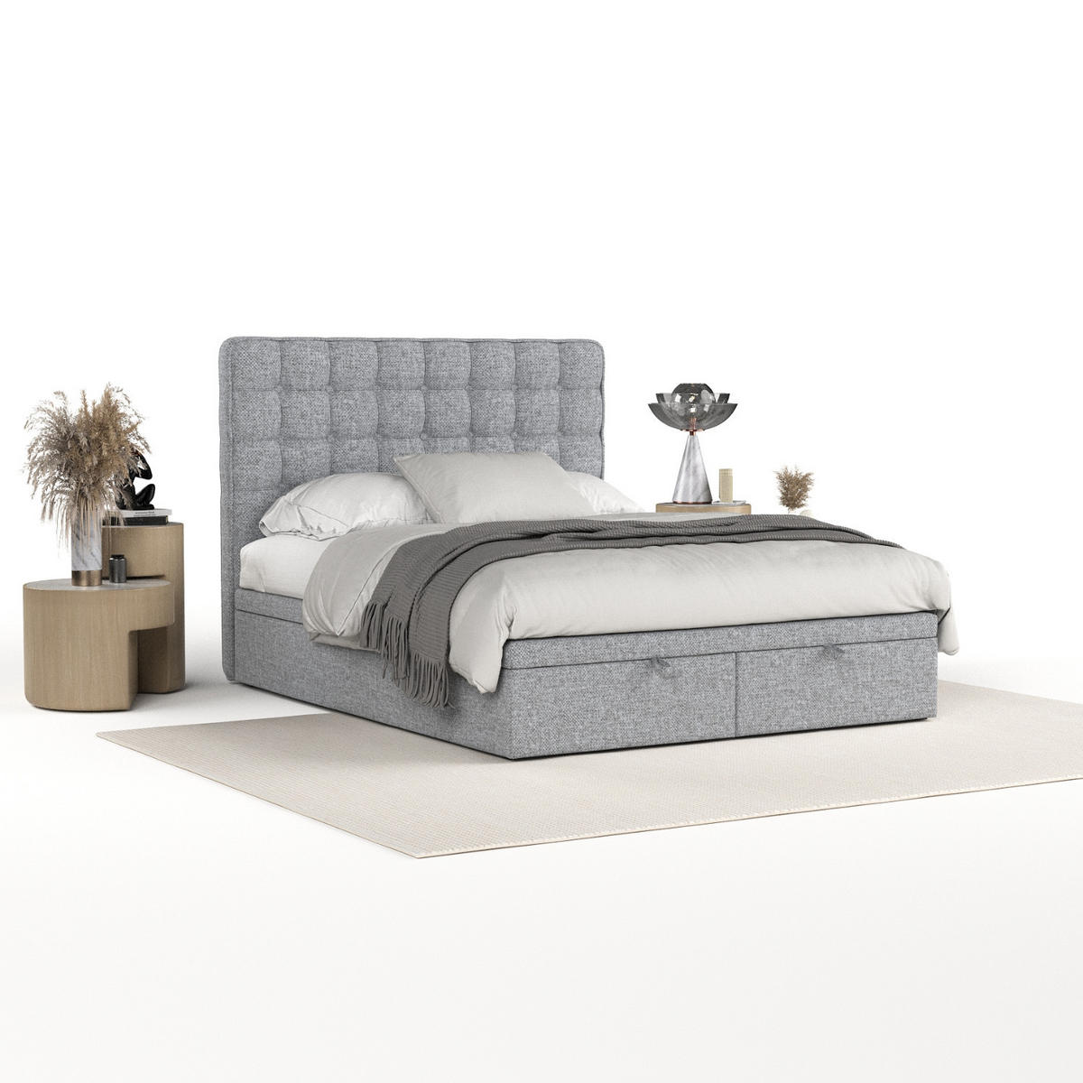 POLSTERBETT Celestia mit Stauraum 180/200 cm Grau im Alta Stoff - Schwarz/Grau, Holz/Holzwerkstoff (180/200cm) - AltaBeds
