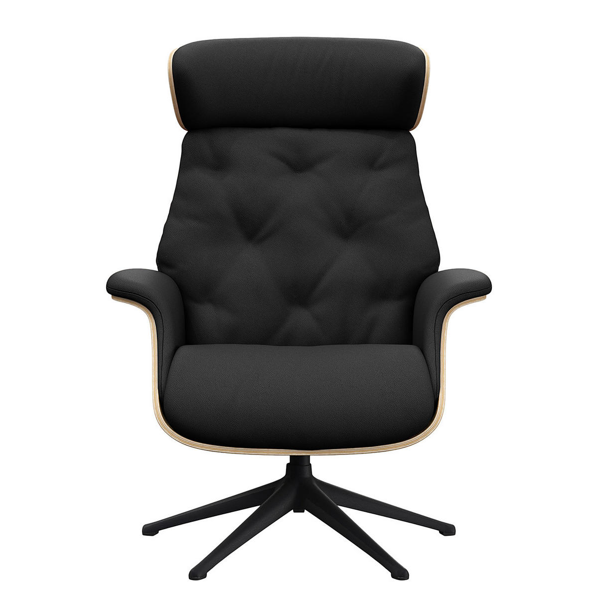 RELAXSESSEL - Echtleder - Schwarz, Leder/Metall (83/112/83cm) - home24