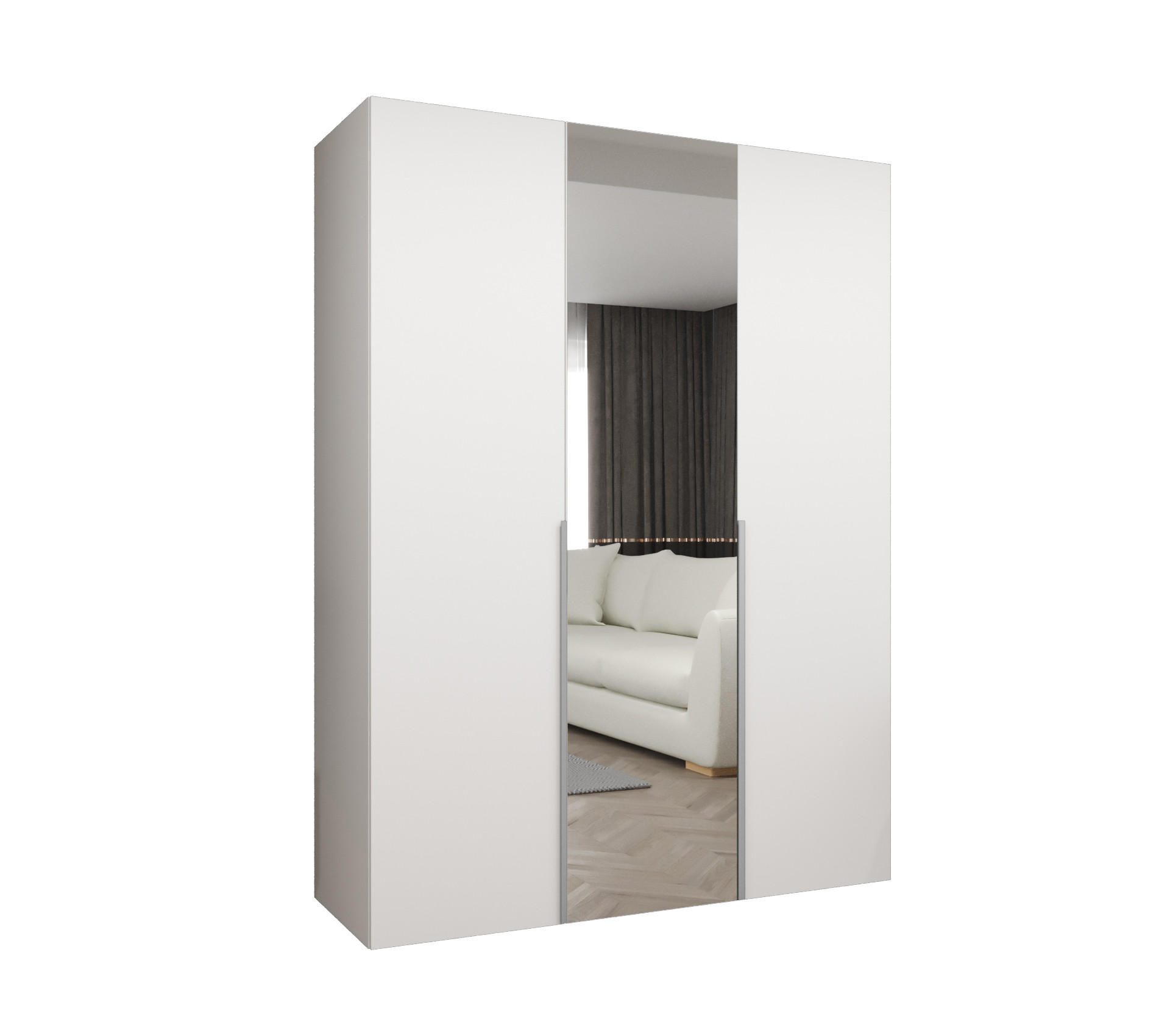 Abiks Möbel Drehtürenschrank Weiß, Kaschmir 150x202x52 cm