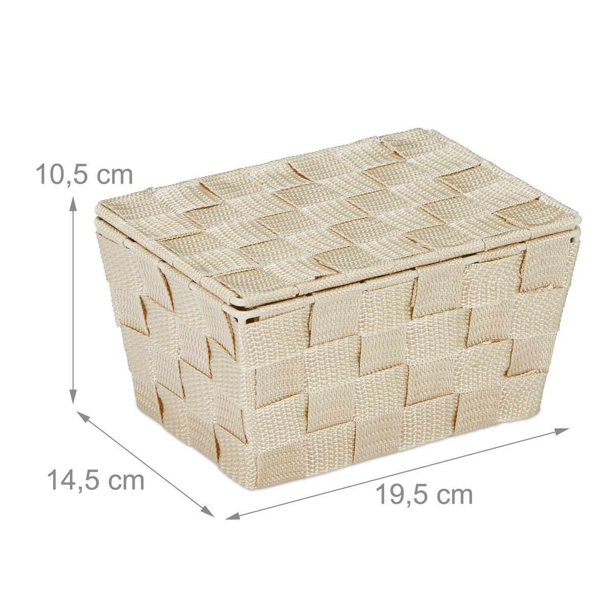 AUFBEWAHRUNGSKORB - Beige, Kunststoff/Metall (19.5/10.5/14.5cm) - Relaxdays