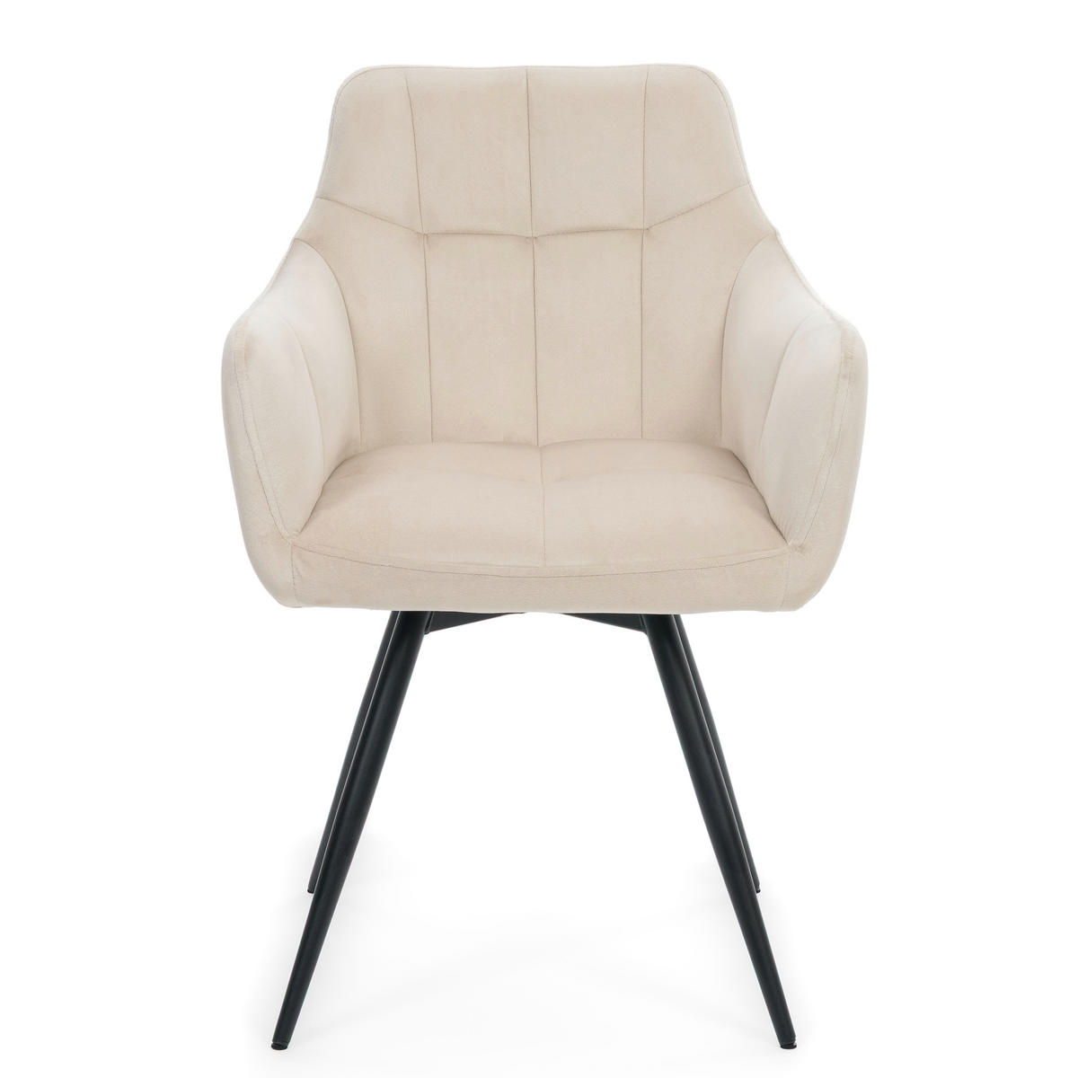 STUHL FANO drehbar gepolsterter mit Steppung - beige - Velour - Ecru/Schwarz, Textil/Metall (58/83/59cm) - NEW HOME