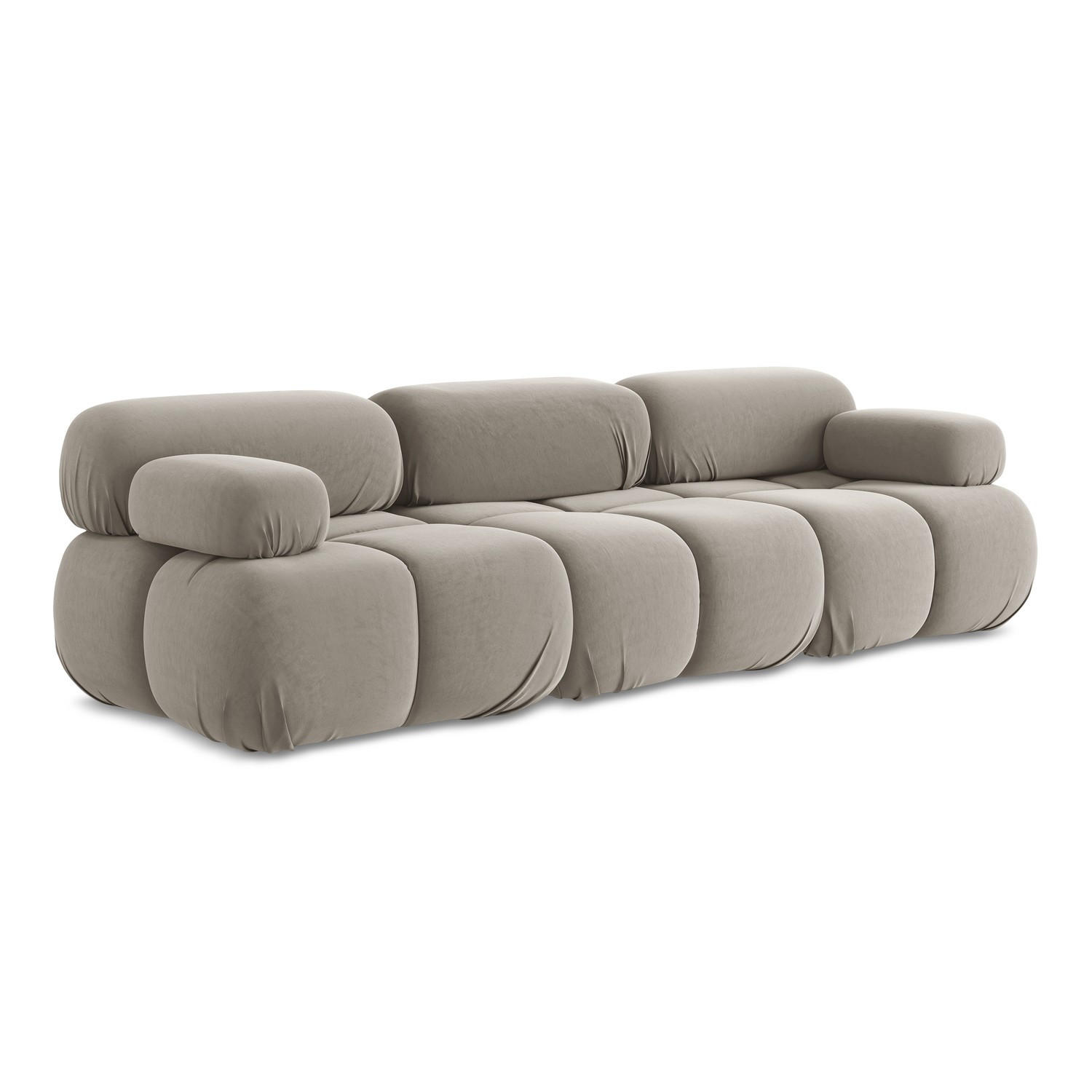 3-SITZER SOFA Samt Stoff Grau - Taupe/Lila, Kunststoff/Textil (285/70/96cm) - LaMiaSofa