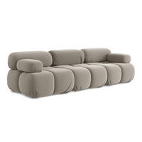 3-SITZER SOFA Samt Stoff Grau - Taupe/Lila, Kunststoff/Textil (285/70/96cm) - LaMiaSofa