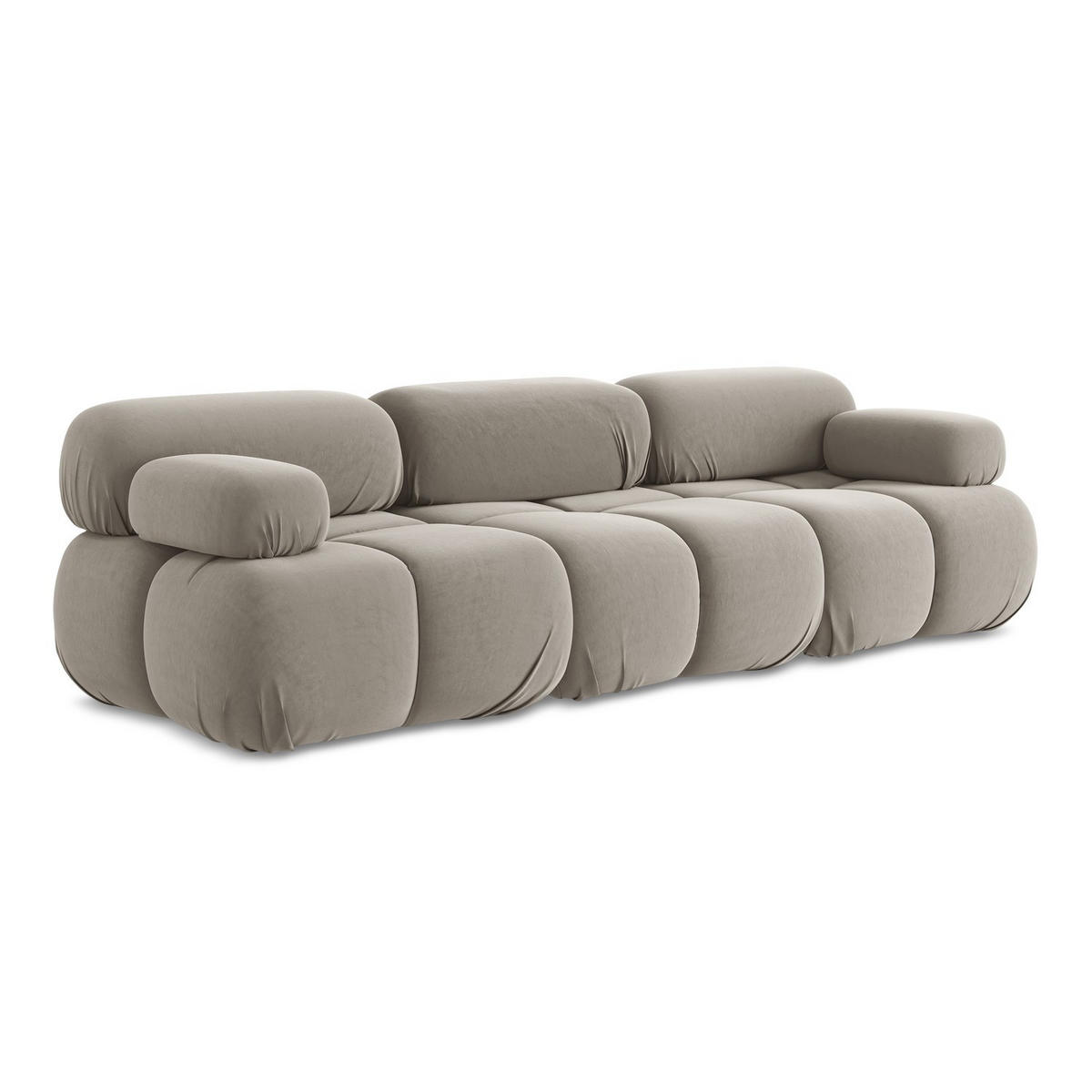 3-SITZER SOFA Samt Stoff Grau - Taupe/Lila, Kunststoff/Textil (285/70/96cm) - LaMiaSofa