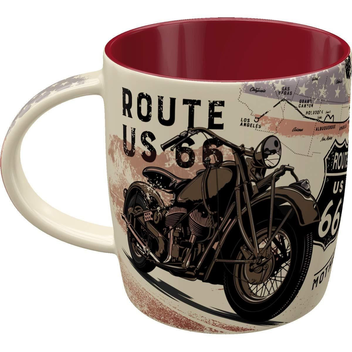 KAFFEETASSE 330 ml US Highways Route 66 Bike Map - Multicolor, Keramik (0.33L) - Nostalgic-Art