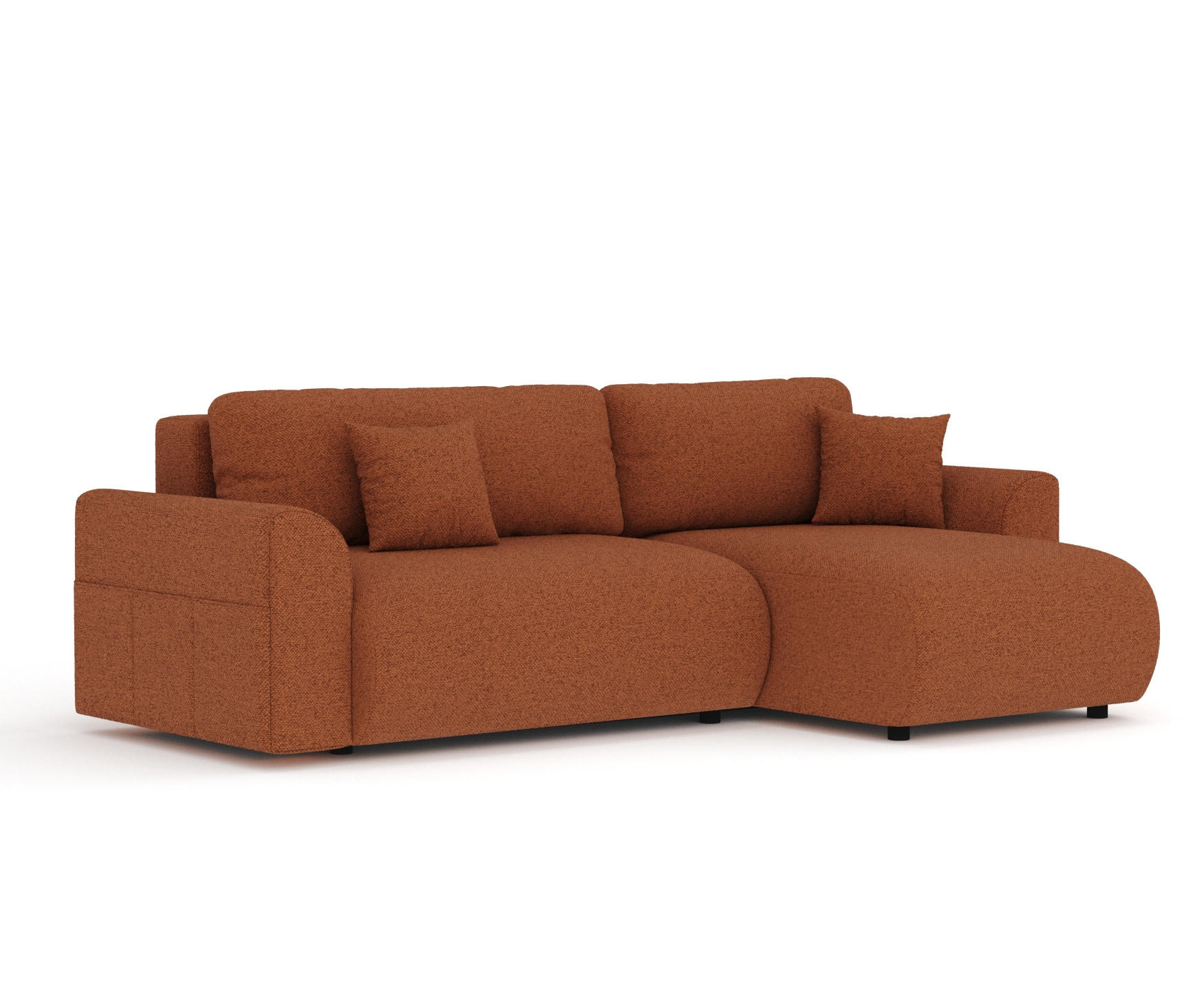 ECKSOFA MIT SCHLAFFUNKTION Bodega Kupferfarbe Webstoff - Schwarz/Kupferfarben, Holz/Holzwerkstoff (235/138cm) - Maison de Reve