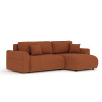 ECKSOFA MIT SCHLAFFUNKTION Bodega Kupferfarbe Webstoff - Schwarz/Kupferfarben, Holz/Holzwerkstoff (235/138cm) - Maison de Reve