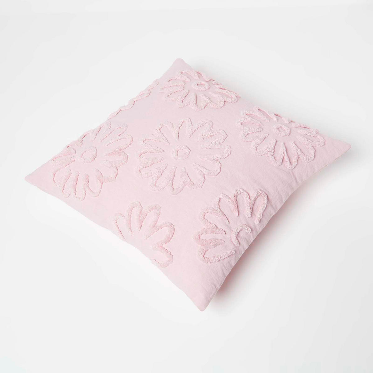 DEKOKISSEN Tufted 45/45 cm rosa mit Blumen - Rosa, Textil (45/45cm) - Homescapes