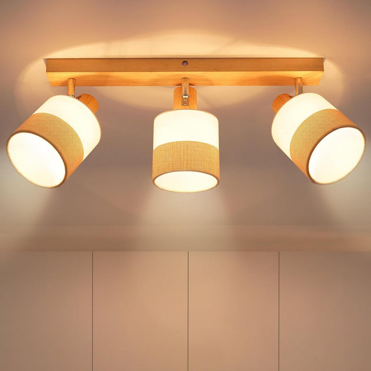 DECKENSTRAHLER Rikoh 16/13/48 cm - Beige, Holz (48/16/13cm) - ZMH
