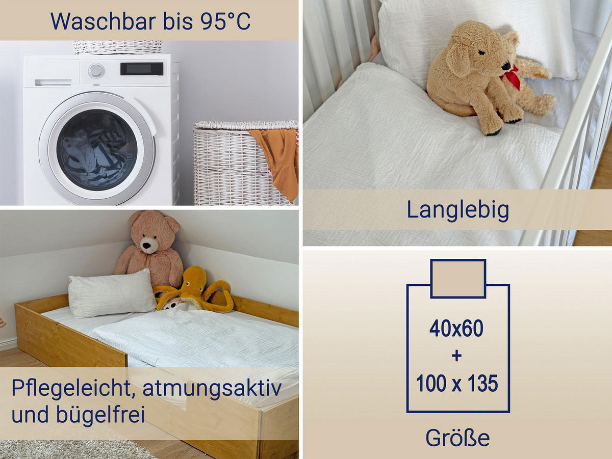 BETTWÄSCHE, 2er-Set, 40x60+100x135 cm, 100% Baumwolle, Weiß - Weiß, Textil (100/135cm) - Zollner