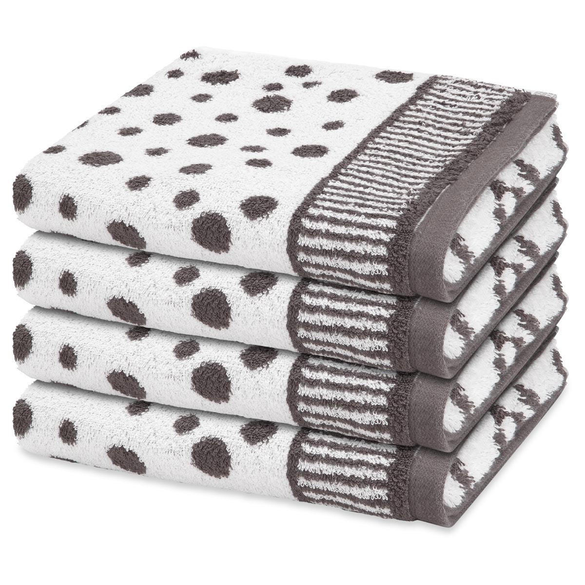 HANDTUCH Punkte allover 4er-Set - Dunkelgrau, Textil (50/100cm) - Ross