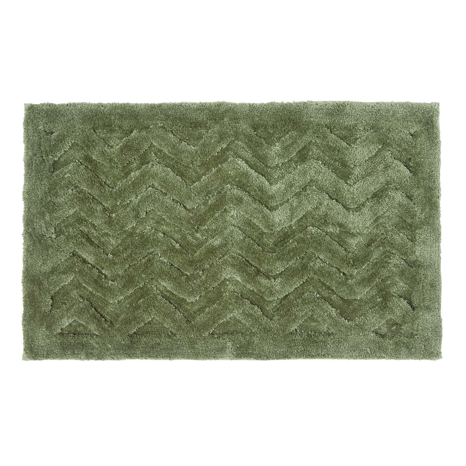 BADEMATTE 50/80 cm Chevron, Hochflor - Grün, Textil (50/80cm) - Homescapes