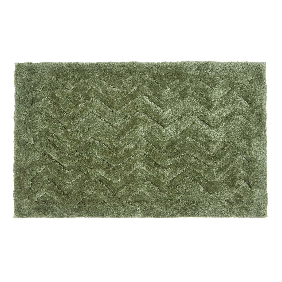 BADEMATTE 50/80 cm Chevron, Hochflor - Grün, Textil (50/80cm) - Homescapes