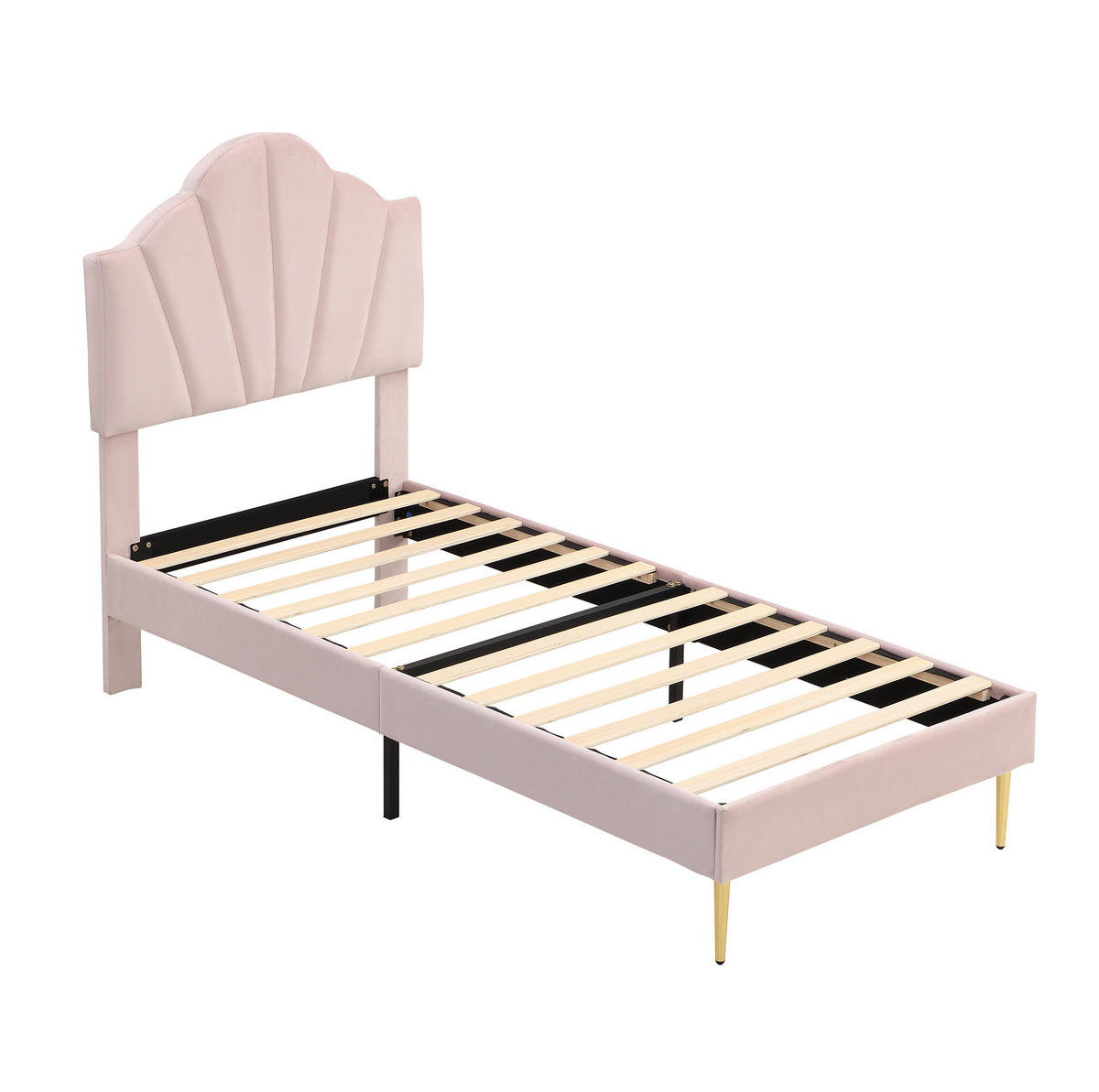 POLSTERBETT 90/200 cm Rosa aus Samt mit verstellbarem Kopfteil - Pink, Textil (90/200cm) - OKMYHOME