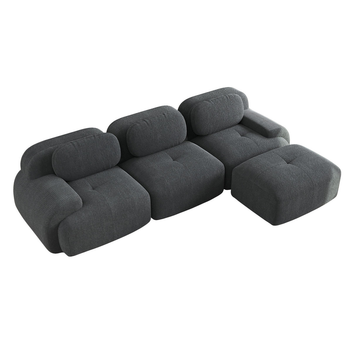 ECKSOFA modular rahmenlos Cord Grey - Grau, Kunststoff (178/298cm) - Meubliv