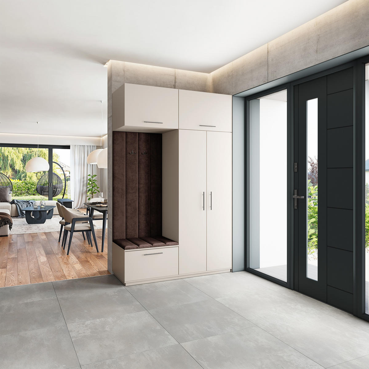 GARDEROBENSCHRANK REMA 150/240/60 cm Modern Garderobe-Set Kaschmir - Kaschmir/Braun, Holzwerkstoff (150/240/60cm) - MASSENO