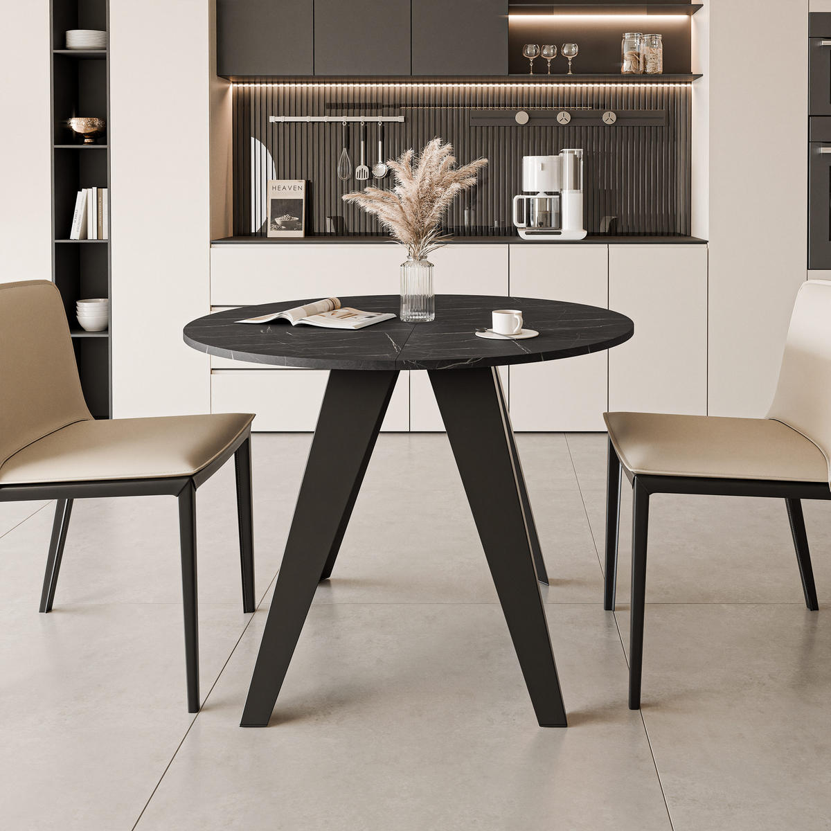 ESSTISCH ausziehbar auf MDF, Schwarz - Schwarz, Holzwerkstoff (90/90/76cm) - Idohome