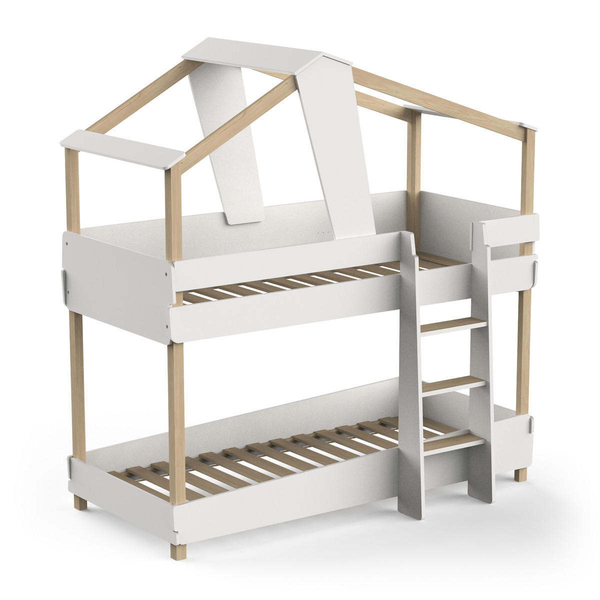 ETAGENBETT 90x200 H214 cm - TIMBER - Weiß, Holzwerkstoff (200/90cm) - Calicosy