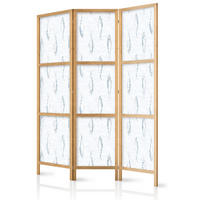 PARAVENT Japanischer 3-tlg 135x172 cm Blaue Fische - Weiß, Holz/Textil (135/172/3cm) - Muralo