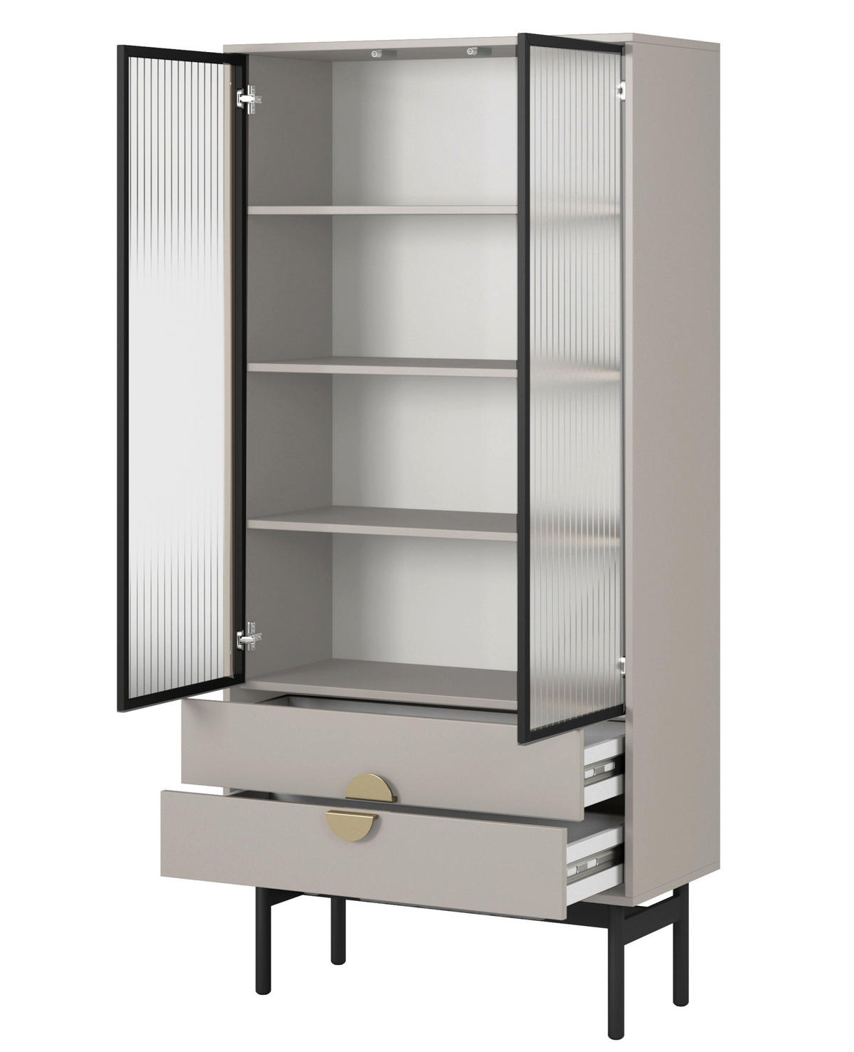 VITRINE Stoon II Taupe 85 cm - černá/zlatá, kov/kompozitní dřevo (85/179/41cm) - Selsey