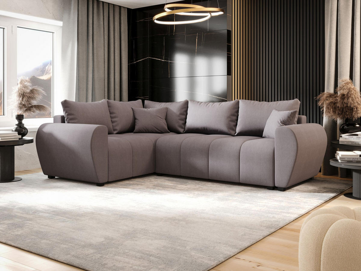 ECKSOFA MOLISA L PLUS Cosmic 160 Links mit Schlaffunktion - Grau, Textil (235/175cm) - Bedante