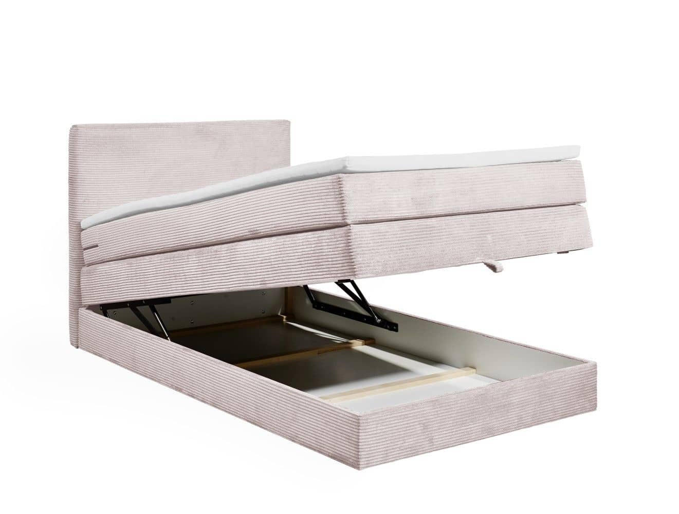 BOXSPRINGBETT 120/140x200 – Bettkasten, 7‑Zonen‑Tonnentaschenfederkern & Komfort‑T25‑Topper - Beige/Creme, Holz/Textil (120/200cm) - ed exciting design