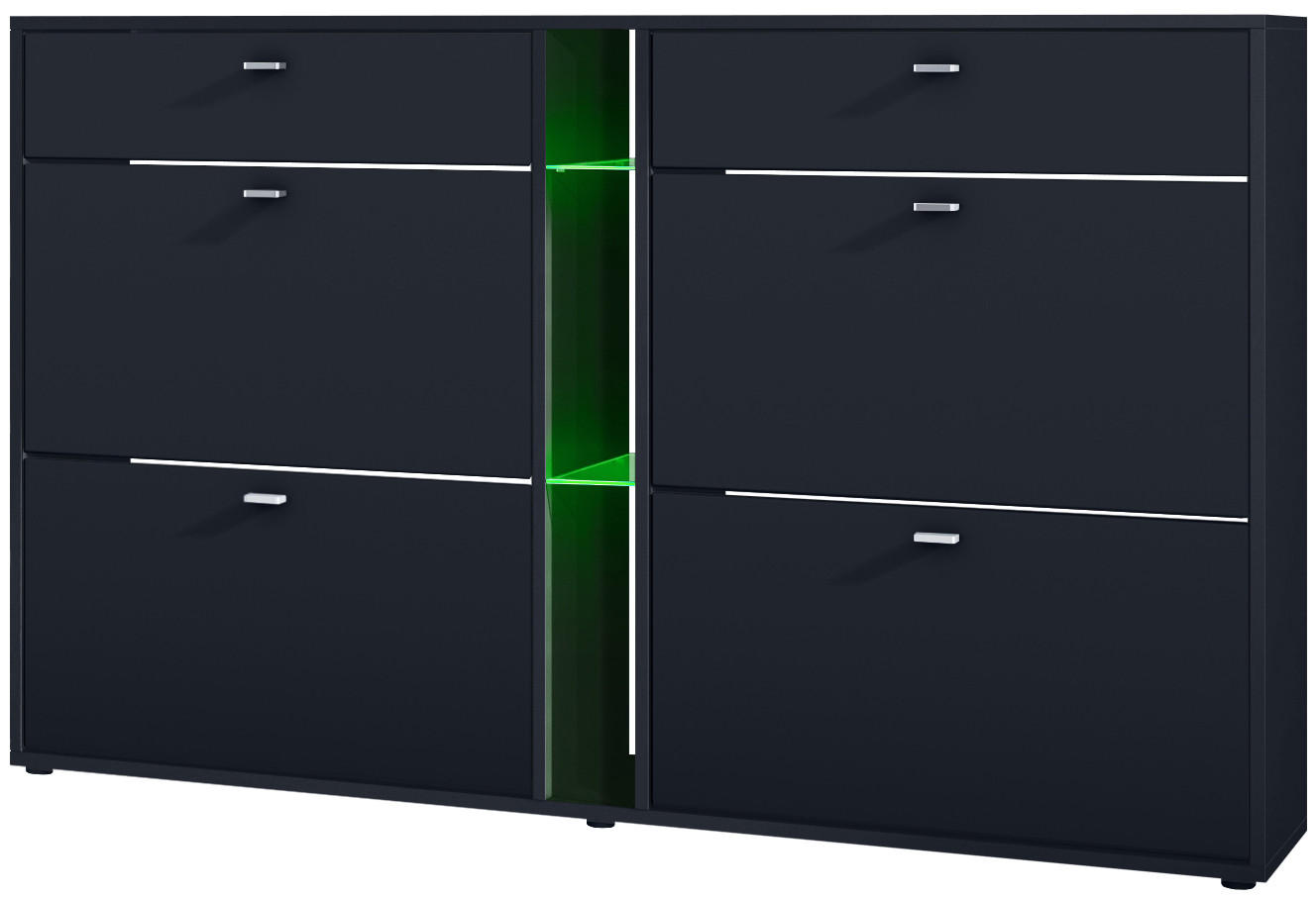 SCHUHSCHRANK Today Fronten in Schwarz matt - Schwarz, Holzwerkstoff (155.5/95/28cm) - Vladon