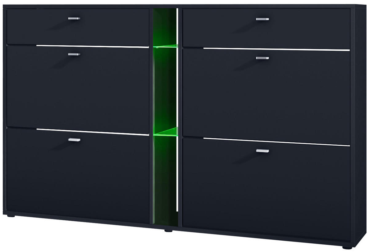 SCHUHSCHRANK Today Fronten in Schwarz matt - Schwarz, Holzwerkstoff (155.5/95/28cm) - Vladon