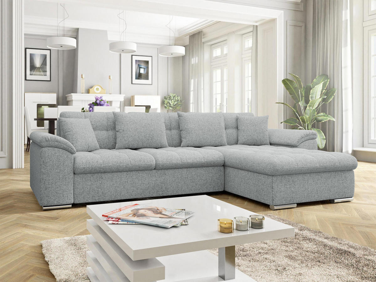 ECKSOFA Diana Premium, Seite: Rechts - Hellgrau, Holz/Textil (280/160cm) - MIRJAN24