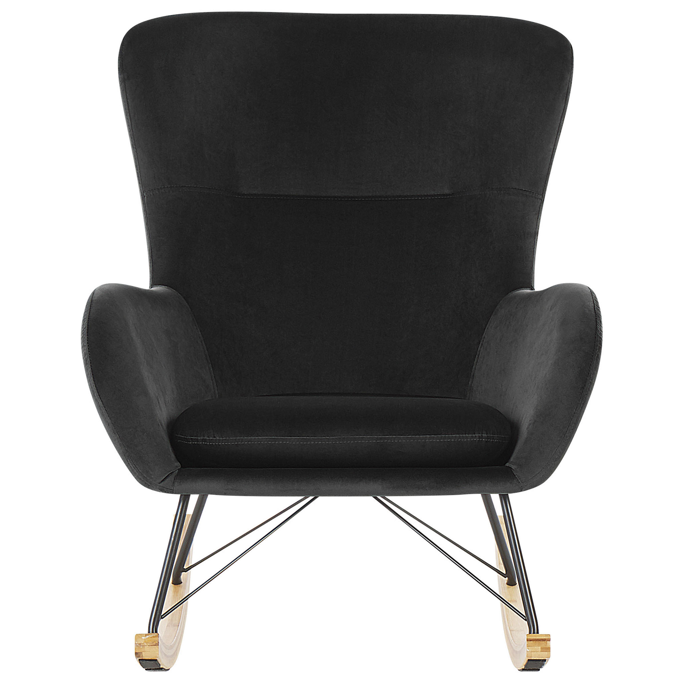 SCHAUKELSESSEL Samtstoff Schwarz Ellan - Hellbraun/Schwarz, Textil (71/97/90cm) - Beliani