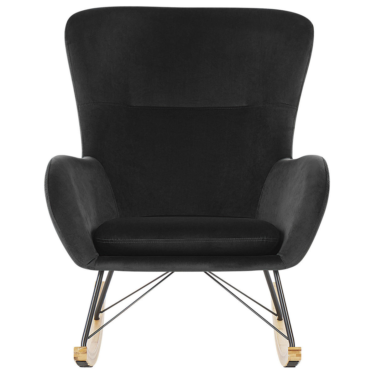 SCHAUKELSESSEL Samtstoff Schwarz Ellan - Hellbraun/Schwarz, Textil (71/97/90cm) - Beliani