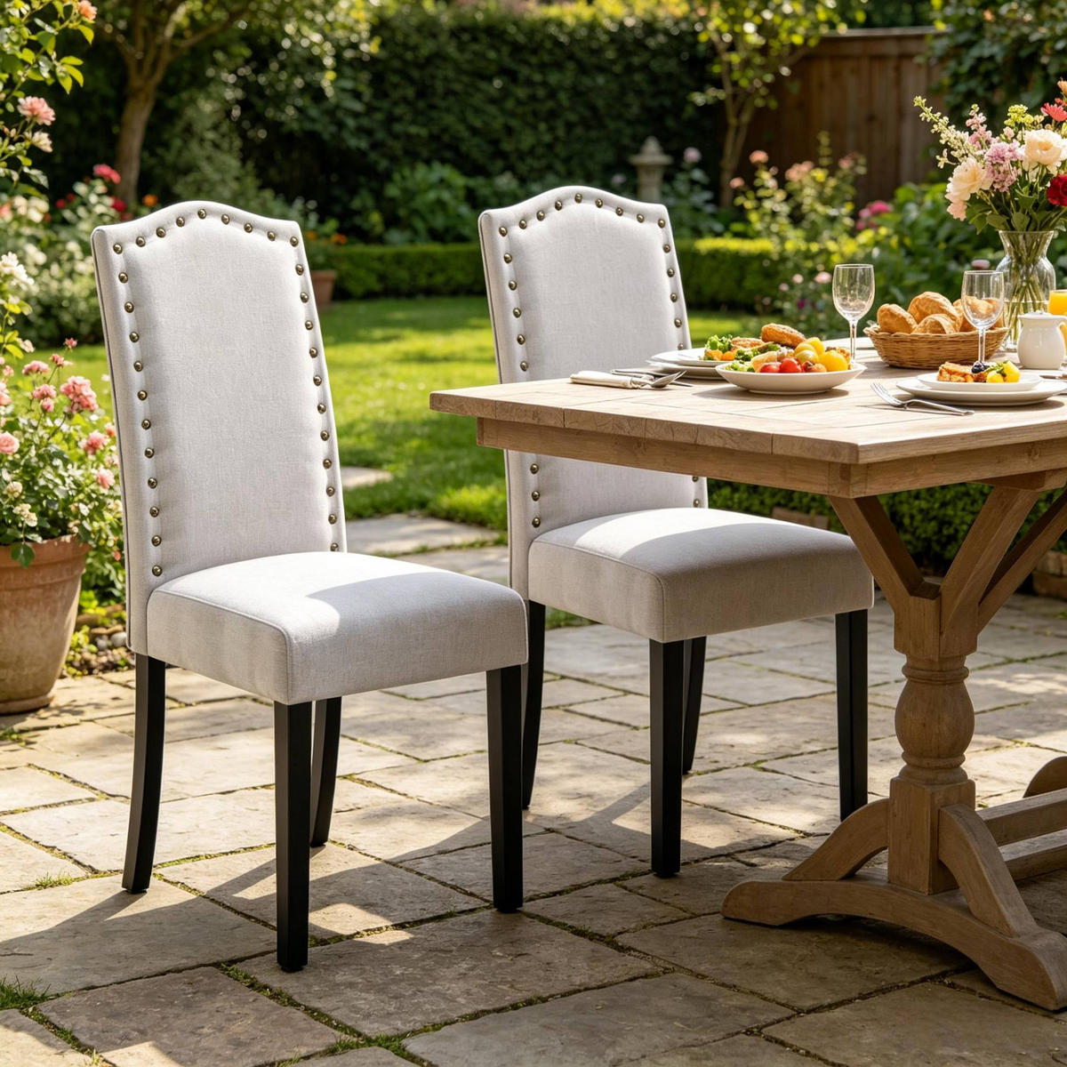 ESSSTUHL 2er-Set mit hoher Rückenlehne 43 x 102 x 48,5 cm Light Grey - Hellgrau, Holz (43/102/48.5cm) - Meubliv