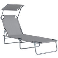 SONNENLIEGE klappbar mit Dach - Hellgrau, Metall (58/36/187cm) - Outsunny