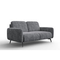 SOFA FEBE 2-Sitzer, grauer Chenille-Stoff - Schwarz/Grau, Holz/Textil (160/82/96cm) - Wozimo