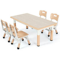 KINDERTISCH- und Stuhl-Set 5-teilig Höhenverstellbar Gelb 120 x 60 cm - Multicolor, Kunststoff (60/60/120cm)
