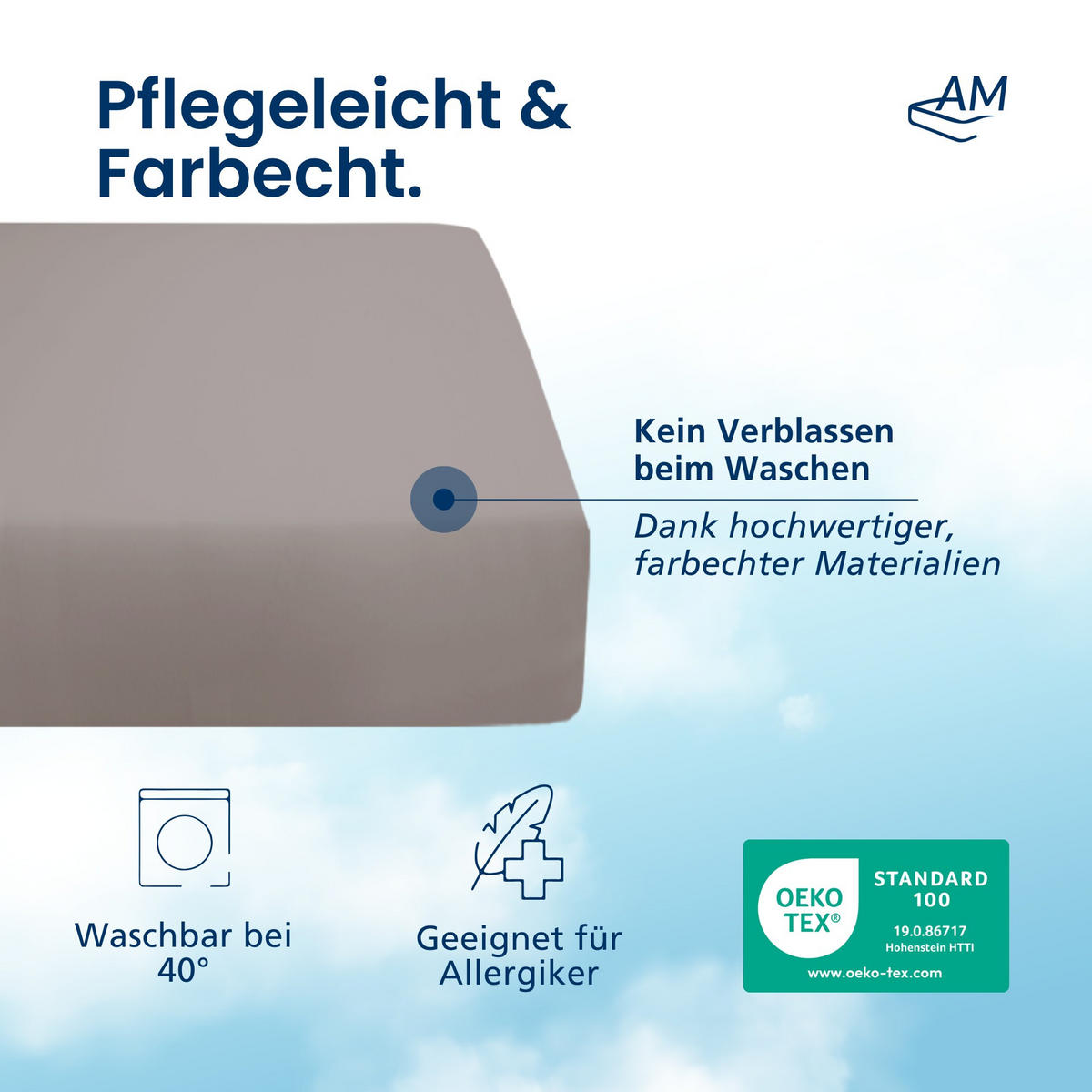 SPANNBETTLAKEN 180/220/25 cm Taupe - Taupe, Textil (180/220cm) - AM Qualitätsmatratzen